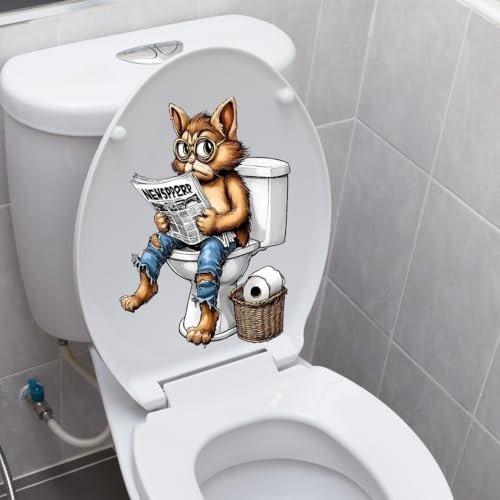 Iprokiu Autocollant de couvercle de siège de toilette motif animal amusant étanche dessin animé chien chat autocollant de couvercle de siège de toilette dinosaure canard décalcomanie salle de bain