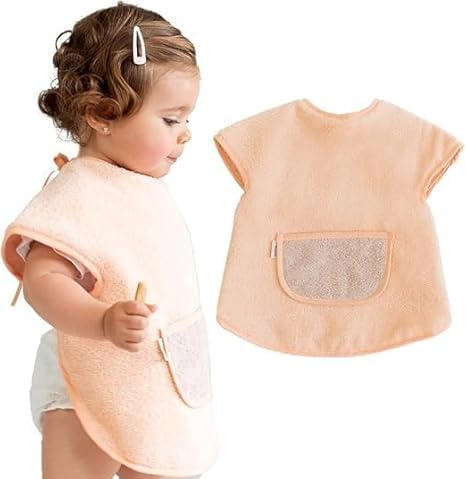 Bugalin Baberos bebe impermeables - Babero Con Manga Corta - Bebe BLW | Fáciles de Poner y Limpiar| Ideal para Comer y Pintar | Tela Rizo 100% Algodon y Impermeable | Fabricados en España