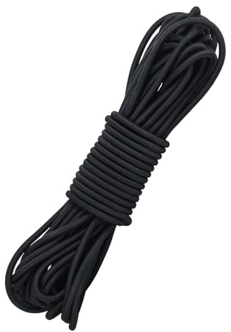 Bungee Cord Black 4mm X 12M, Heavy Duty Elastic Shock Cord Nylon Stretch String Bungee Rope Elastic Rope for Luggage, Camping, Kayak, Tie Downs (Black, 4mm x 12M)