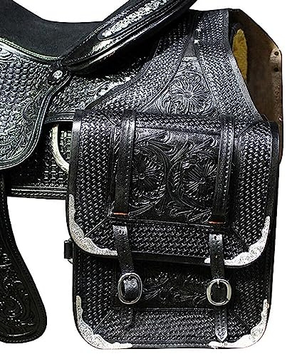EQUIEMPRESS Western Satteltasche aus Leder für Pferde | Reitspaß, Wanderritt, geeignet für Reiten und Fassrennen | Satteltasche mit verstellbarem Riemen, Größe: 10x10x3 AZ-85