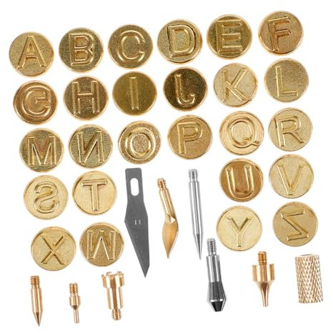 SHINEOFI Kit De Pointes De Pyrogravure Alphabet Pour Bricolage Gaufrage Et Fabrication De Lettres De Pyrogravure Pratiques