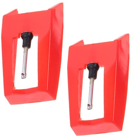 HONITANO 2 Agujas de Repuesto para Tocadiscos Color Rojo Diseño Clásico y Calidad Mejorada para Discos de Vinilo y Fonógrafos Vintage