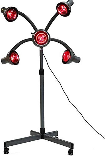 5 bombillas Lámpara de calor infrarroja Luz roja Secador de pelo Procesador de color Peluquería Peinado Brazos flexibles con ruedas giratorias Bombillas Vaporizador de pelo de salón 950w (Gris)