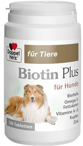 Doppelherz für Tiere Biotin Plus für Hunde - Für Hunde, die Sich in ihrer Haut wohlfühlen - Spurenelemente und Vitamine - 120 Tabletten