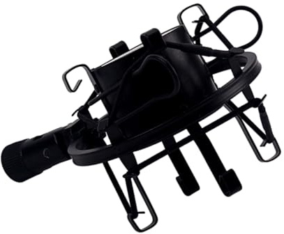 Supporto Anti-vibrazione Sa18 per Microfono Condensatore Nero | Metallo, Riduzione Rumore, Installazione Semplice, Clip e Staffa Spider per Studio Registrazione
