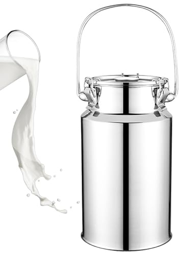 Secchio per il trasporto del latte in acciaio inossidabile 304, secchio latte, bricco con coperchio sigillato silicone, vino lo stoccaggio e di liquidi(10L)