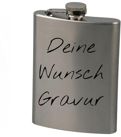 Flachmann mit Gravur, Personalisierte Geschenke Geburtstagsgeschenk für Männer Frauen Partner Freund Jahrestag Geschenk für Ihn Sie Männergeschenke Gadgets Geburtstagsgeschenke 240ml (3 Zeilen)