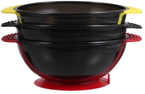 Healifty 3 Cuencos para Teñir el Cabello de Silicona Mini Tamaño Colores Negro Rojo y Amarillo Reutilizables y Antiestáticos Herramienta para Peluquería y Uso Doméstico