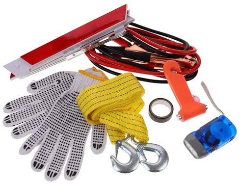 Healvian Kit D'outils D'urgence Automobile Multifonction 8 Pièces pour Véhicule, Compact et Robuste, Accessoires Auto Essentiels pour Dépannage et Sécurité Routière