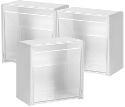 JECOMPRIS Contenitore da Parete 3 Pezzi Organizer per Bagno Coperchio Ribaltabile Porta Cotton Fioc e Dischetti di Cotone per Cosmetici e Trucco