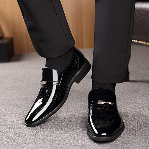 Generico Scarpe in Pelle Uomo,Scarpe da Uomo in Stile Scava Fuori La Decorazione della Striscia di Metallo Scarpe Casual da Lavoro in Pelle