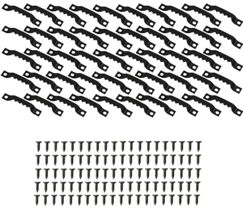 Set da 50 Pezzi di Ganci per Quadri e Cornici con Viti – Ganci a Dente di Sega per Foto e Tele, Ferramenta per Montaggio a Parete, Nero (Viti Incluse)