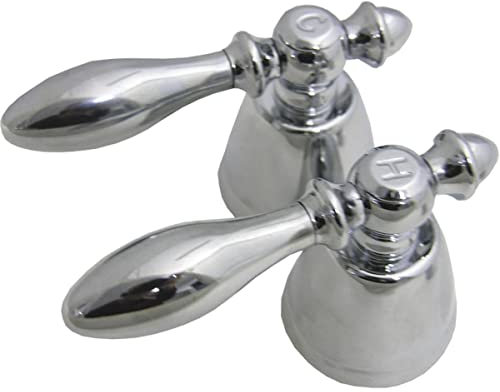 LASCO 01-7091 Old Style Chrome Plated Lever Hot and Cold Handles for Universal Brands