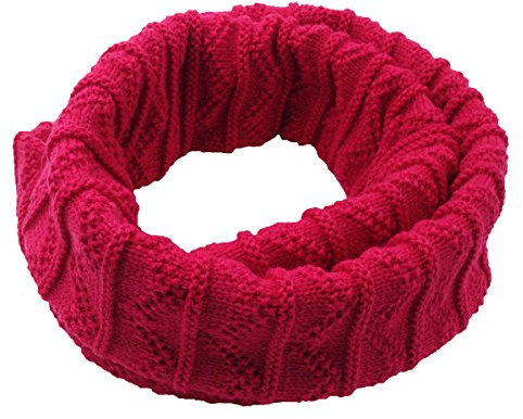 PB-SOAR Damen Kuscheliger Loop Schal Schlauchschal Rundschal Strickschal Wellenmuster in vielen Farben (Pink)