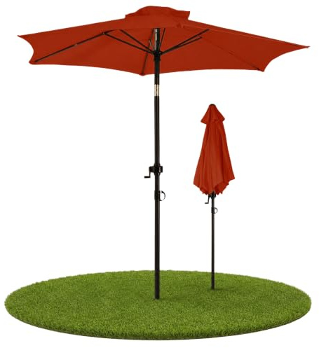 Ondis24 Strandschirm 1,8 Meter Sonnenschutz Sonnenschirm 180 cm rund mit Kurbel, Knick-Gelenk, UV 50, 32mm Standrohr (Terracotta)