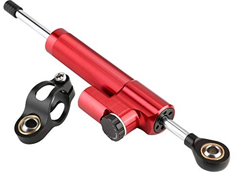 KIMISS Motorcycle Lenkungsdämpfer Stabilisator Universal und Montage Kit Lenkungsdämpfer Stabilisator [Aluminum Alloy] (Rot & Schwarz)