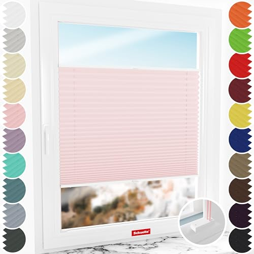 Schuette® Plissee mit Bohren zum Anschrauben ● Premium Kollektion: Powdered Rose (Rosa) ● 25x80cm (Breite x Höhe) ● Suprafix Faltrollo Befestigung ● Bequeme Rollo Montage inkl. Video