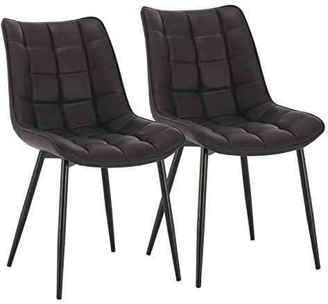 WOLTU Esszimmerstühle 2er Set, für Wohnzimmer Küche Esszimmer, Küchenstühle gepolstert mit Rückenlehne, Sitzfläche aus Kunstleder, mit Metallbeinen, bis 150 kg belastbar, Anthrazit