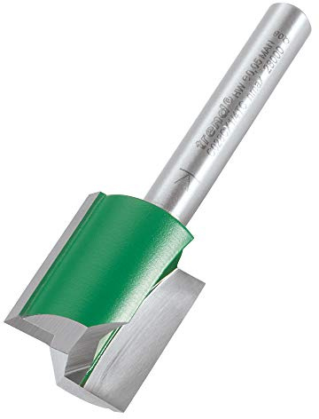 Trend CraftPro Straight Two Flute Router Cutter Bit, 1/4 Inch Shank, 18.2mm Cut Diameter & 21mm Cut Length, Tungsten Carbide Tipped, C028CX1/4TC | Tungsten Carbide Tipped For Clean Routing In Wood And Composites, 18.2 mm Cut Diameter, 21 mm Cut Length, C028CX1/4TC