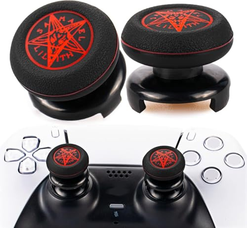 Playrealm FPS Thumbstick Extender & Printing Rubber Silicone Grip Cover 2 Sets for PS5 Dualsenese & PS4 Controller (Demon Circle)