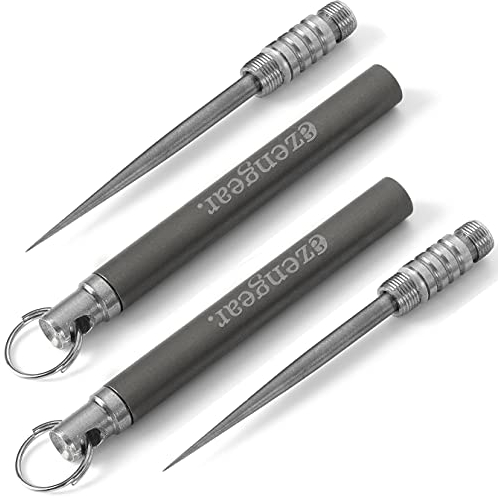 aZengear Titan-Zahnstocher mit Schlüsselring (2 Stück) Metall Schlüsselanhänger | leicht, tragbar, wiederverwendbar - am besten für Camping, Outdoor, Reisen, Picknicks