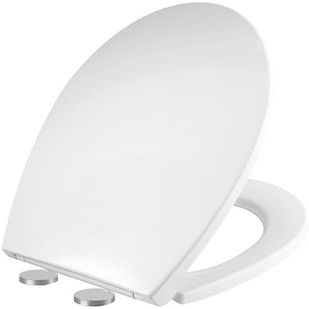 Mass Dynamic Soft Close Toilet Seat – White Plastic Loo Seat with Quick Release, Top Fix Adjustable Hinges, Standard Oval Toilet Seat