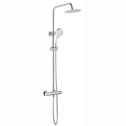 ENKI SH0587 Dune 200mm Thermostatic Hand Shower Kit, Chrome, Rainfall | Solid Brass, Swivel Spout, 1-Year Guarantee, Rainfall Shower Head, Handset & Hose, Shower Mixer Set, Bathroom