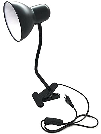 Gloriashoponline LAMPADA DA SCRIVANIA BRACCIO FLESSIBILE LUMETTO CON PINZA E27 LUME NERO
