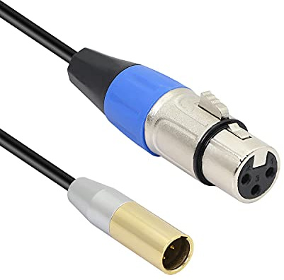 MEIRIYFA Mini-XLR-Stecker auf XLR-Mikrofonkabel, Mini-XLR-3-poliger auf 3-poliger XLR-Karte Audiokabel für BMPCC 4K Kamera, Videoassistent (0,3 m) (Mini-XLR-Stecker auf XLR-Buchse)