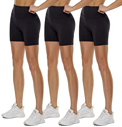 TNNZEET 3er Pack Radlerhose Damen High Waist Sommer Shorts Kurze Sporthose | Elastisch Leggings, Hotpants Unter Kleider für Sport Yoga, Kurze Hosen Damen, Unterziehhose Kleid, Gym Leggins, Sportshorts