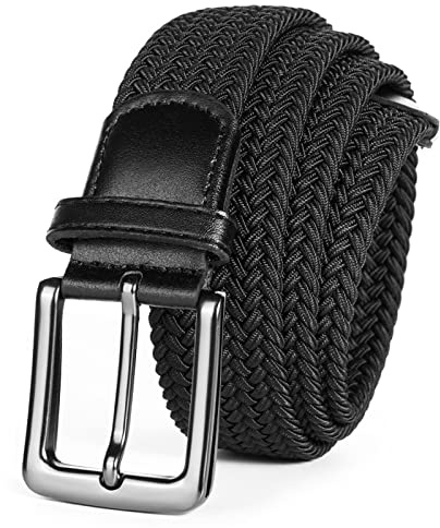AXKAL Golf Belt Men Elastic Braided Belt Unisex Men Women Value Pack, Men’s Elastic Stretch Woven (41''(105cm) Fits Waist 34''-38'', Black)