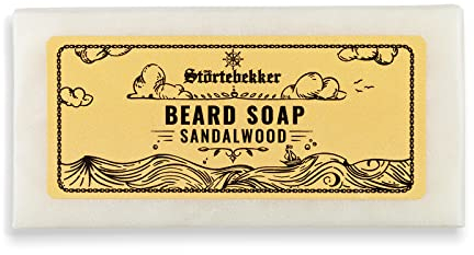 Störtebekker® Premium Bartseife Sandelholz 80g - Festes Shampoo für die tägliche Bartpflege - Handgefertigte Seife für ergiebigen Schaum - Vegane Bartseife Bartshampoo Herren - Für Bart & Gesicht