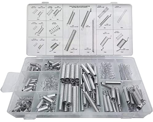 KEWAYO Metallspannfeder-Sortiment, 20 Arten, 200 Stück, Silber, verzinkter Stahl, Federn, HARDWARE_PIN