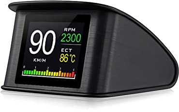 Shkalacar Head Up Display, 2,2 Zoll- Digital OBD2 HUD Display mit Intelligente Erinnerung, Alarmsystem, Autoleistungstest, Auto Tachometer und Water Temperature Meter