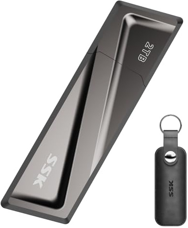 SSK 2TB USB SSD Drive 550MB/s Solid State Flash Drive Fast Transfer Speed USB 3.2 Gen2 USB C Thumb Drive Memory Stick with USB C Adapter for Type-c Smartphone, Laptop, MacBook/Pro/Air and More