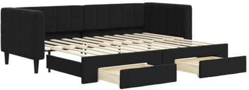 vidaXL Sofá Cama Nido con cajones Terciopelo Negro 80x200 cm