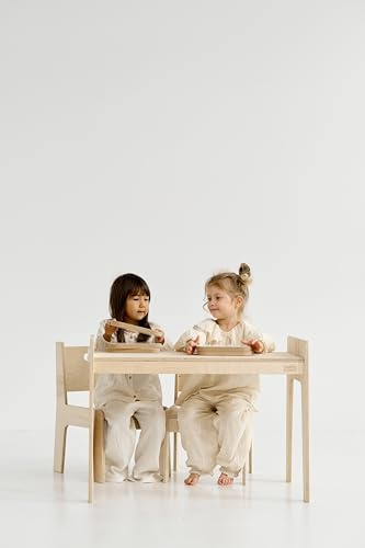 Babywood Barnbordsstolset, barnbord med stolar, barnstolsgrupp barnmöbelset, bord och stolar för barn (naturlig)
