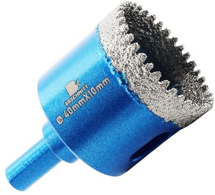 Dry Diamond Core Drill Bit Set,BRSCHNITT 40mm Diamond Hole Saw Core Drill Bit with Triangle Shank for Porcelain Tile Ceramic Stone Granite Marble