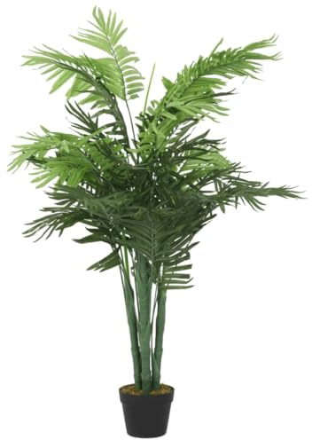 vidaXL Palme Künstlich, Kunstpflanze mit 28 Blättern, Kunstbaum Kunstpalme für Innen Außen, Künstliche Pflanze Dekobaum Zimmerpflanze, Grün 120 cm