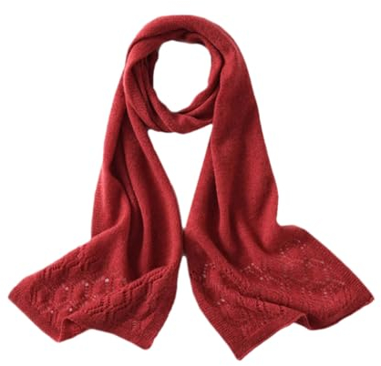DBFBDTU Herbst Winter Frauen Kaschmir Strickschal Solide Dame Schals, rot, One size