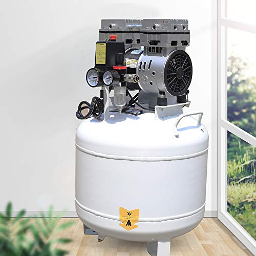 ZGEXING 750W 40L Dental Medical Silent Air Compressor 115PSI Oilless Airpress Tool，Oil Free Silent Air Pump 110v Steel Tank Air Compressor