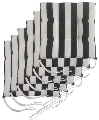 Il Tuo Artigiano Design Lot de 6 coussins pour chaises de jardin, fabriqués en Italie, coussins pour chaises de cuisine, 40 x 40 cm, rembourrages en éponge et acrylique doux (blanc et noir)