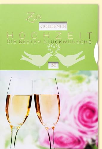 Verlag Dominique Jubiläumskarte Hochzeit - Elegante Gratulationskarte mit Sektgläsern & Blumenmotiv, Drehrad - mit Umschlag