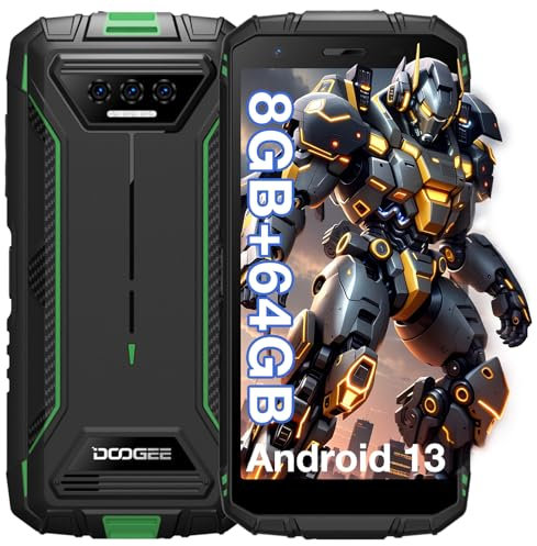 DOOGEE S41T Telephone Portable Incassable, 5.5 IPS HD Smartphone Android 13, 8Go+64Go (1TO), 6300mAh Batterie, 13MP Camera, 4G Dual SIM, NFC, Face Unlock, OTG, GPS