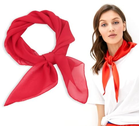 Siqian Red Neckerchief Scarf for Women, Retro Bandana Scarf, Versatile Neck Scarf for Gifts