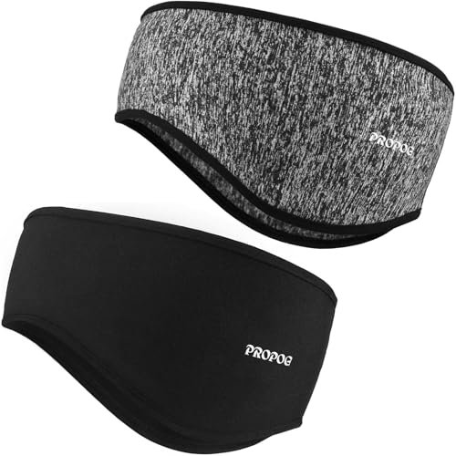 PROPOG Stirnband Herren Damen Winter, 2 Stück Fleece Ohrenwärmer Damen Windstopper Ohrenschützer Haarband Herren Warm Headband Stirnbänder für Joggen Laufen Wandern Fahrrad und Motorrad Fahren