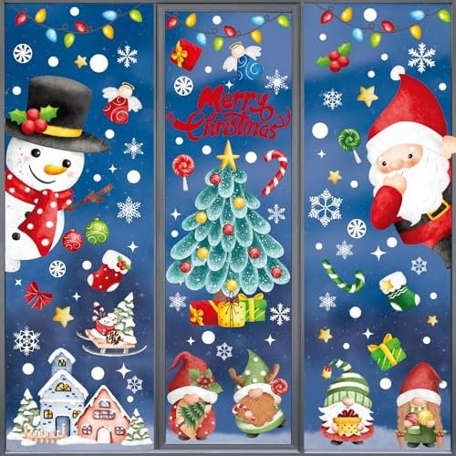 Tarocat 9 Blatt Fensterbilder Weihnachten Selbstklebend, Weihnachts Fensterbilder, Fenstersticker Winter Deko Weihnachtsdeko, Fensterbilder Weihnachten für Fenster Weihnachten Deko