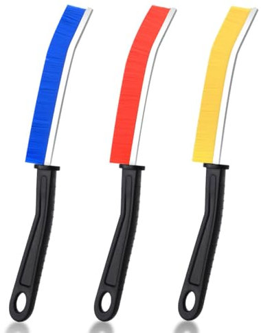 SUOXU Crevice Cleaning Brush, Bathroom, Toilet, Kitchen, Window Door Groove and Crevice Deep Cleaner Brush,Home Care & Cleaning Multifunctional Gap Cleaning Tool （red, yellow, blue）
