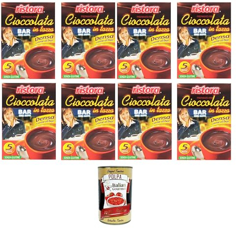 Italian Gourmet Preparato cioccolata calda 8 x 125g Trinkschokolade cremig | Densa come al bar, Mischung in Tasse, facile da dosare für pause golose, Gesamtnettogewicht 1 kg + Kostenlos Polpa 400g