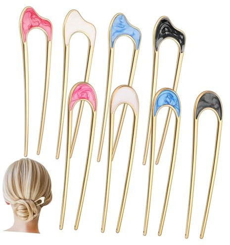 FOMIYES 8pcs Elegant Metal French Hair Pins u Pins Bun Updo Hair Clip for Women Decorative